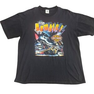 Vintage 80s Harley Davidson Start a Rumble‎ McCoy's Graphic T Shirt XX Large